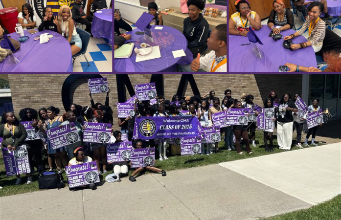  Students standing in front of CMA sign